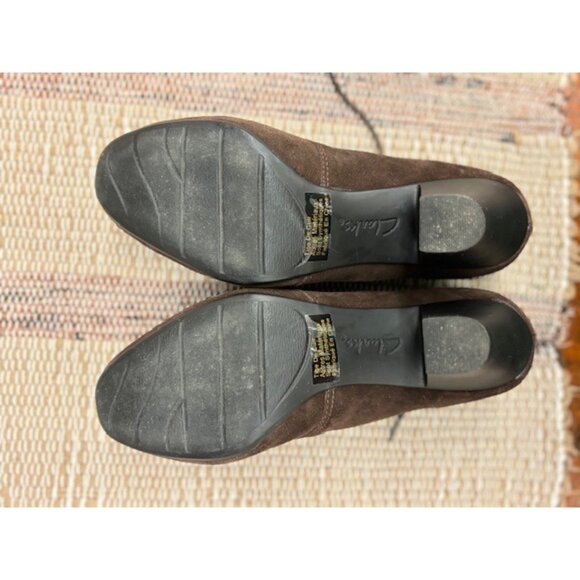 Clarks Bendables Ladies 8M Brown Suede Ankle Boots Lace-Up Heels Comfortable Des - Picture 6 of 7